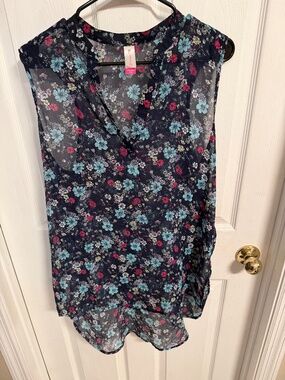 Floral Navy Blue Tank Top